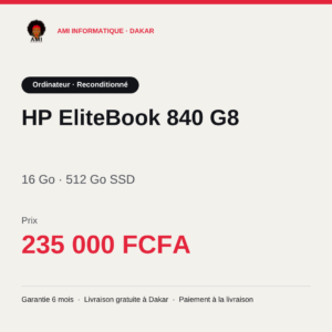 HP EliteBook 840 G8 — i5 11e gén. — prix à Dakar, AMI Informatique