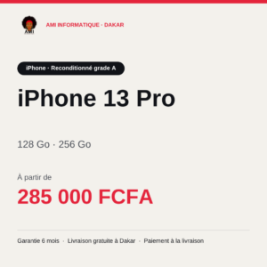 iPhone 13 Pro — reconditionné grade A — prix à Dakar, AMI Informatique