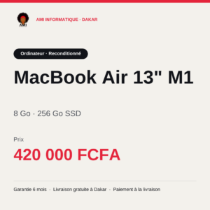 MacBook Air 13" M1 — reconditionné — prix à Dakar, AMI Informatique