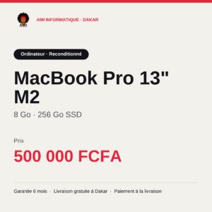 MacBook Pro 13" M2 — reconditionné — prix à Dakar, AMI Informatique
